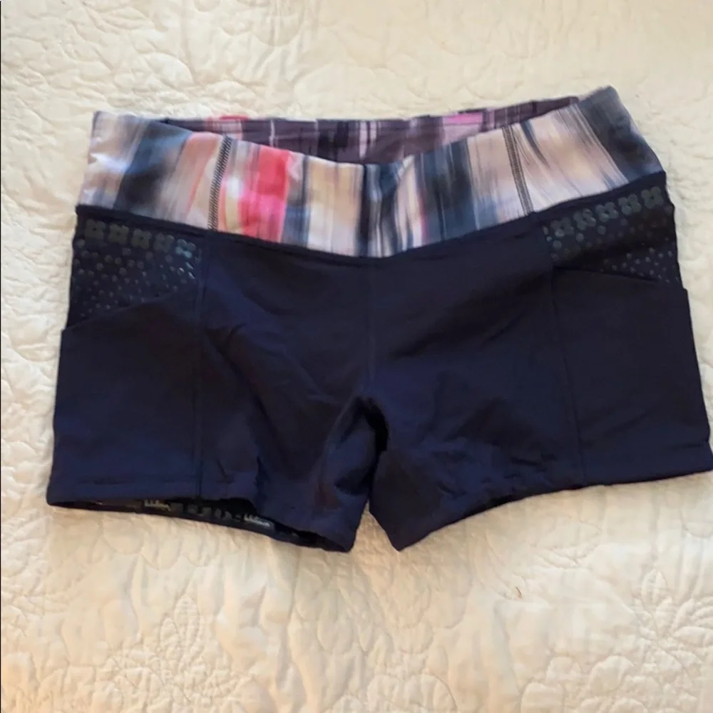 lululemon athletica Navy Athletic Shorts with Multicolor Waistband